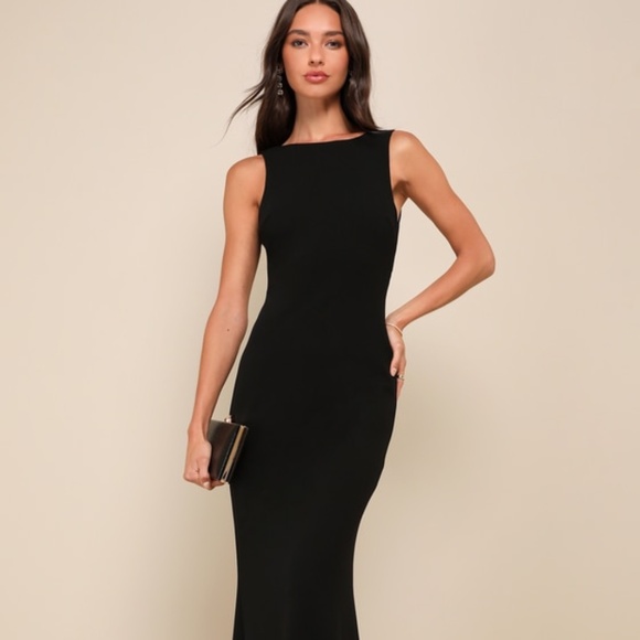Lulus Love In Your Eyes Black Knotted Mermaid Maxi Dress - Size S - Picture 1 of 1